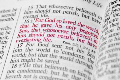 Picture of John 3:16 in a Bible